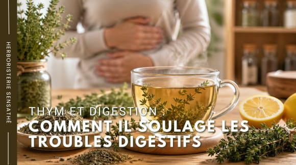 Thym et digestion  ballonnements, spasmes et transit - comment il agit sur les troubles digestifs - Herboristerie Sensathé